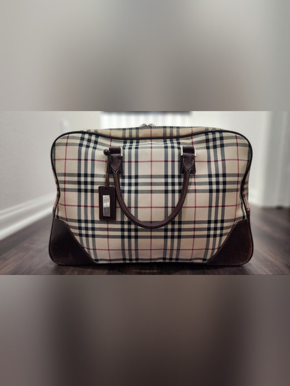 Burberry Plaid Laptop Bag - Cream & Brown